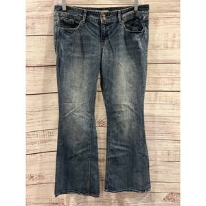 Maurices Low Rise Flare Jeans Medium Wash Denim Y2K Size 11/12 Reg 100% Cotton